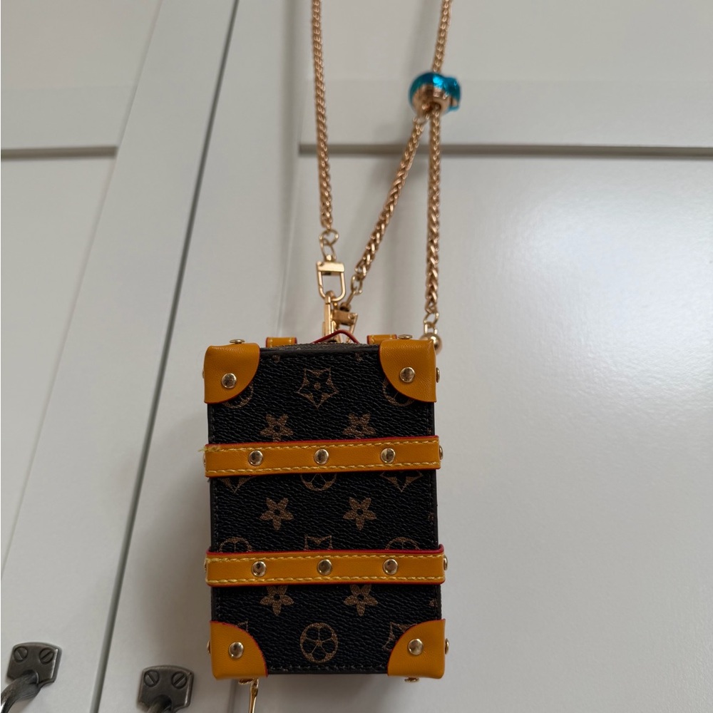 Adorable LV Like, Mini Luggage Bag with Gold Chain Adjustable Strap NWOT